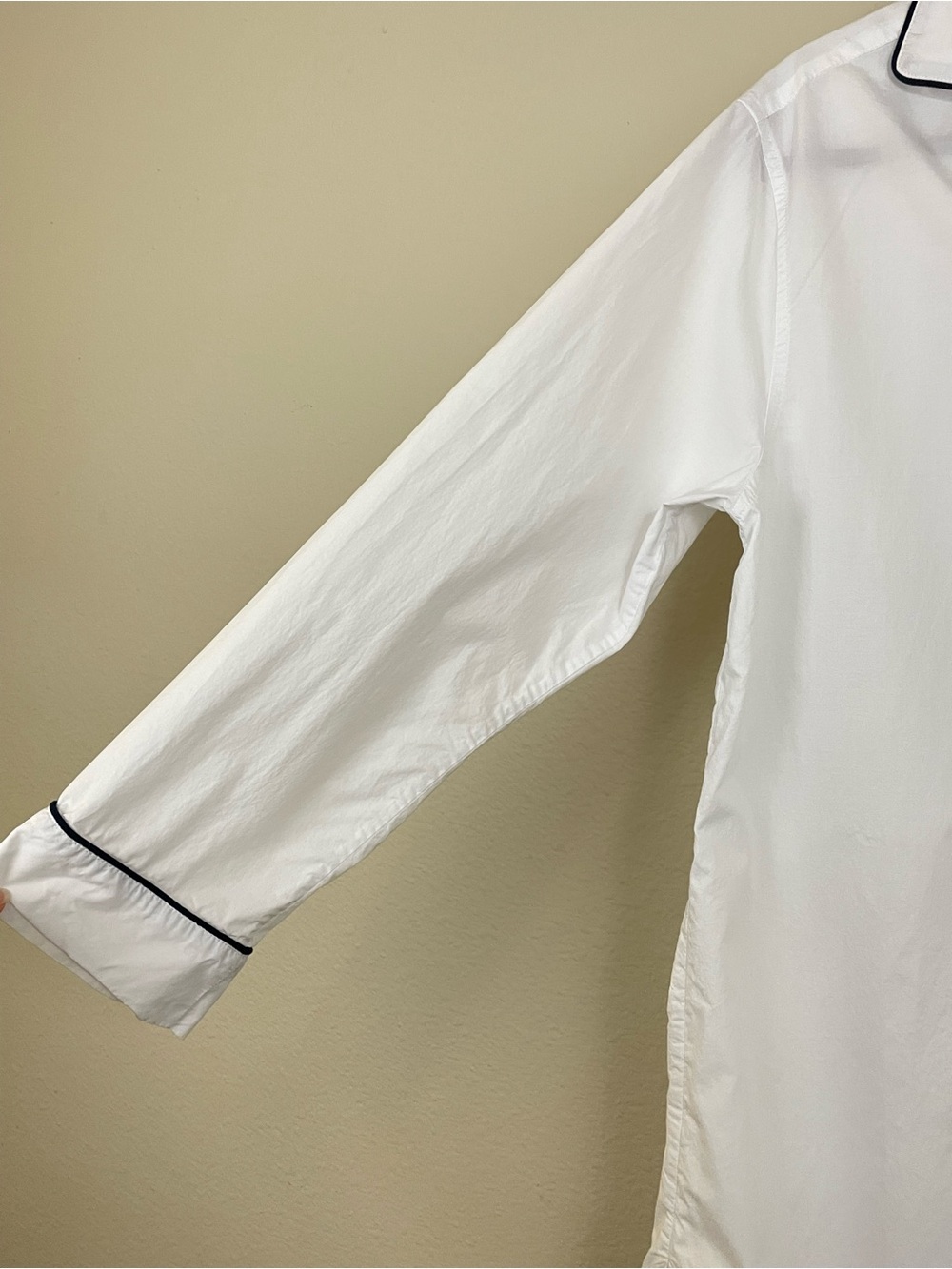 J. Crew New End on End Cotton Long Sleeve Nightshirt White Size XS - Picture 4 of 11